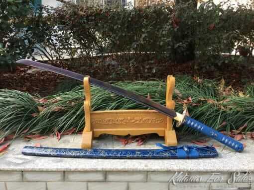 Katana Sword 1095 Folded Steel with Purple Acid Dye