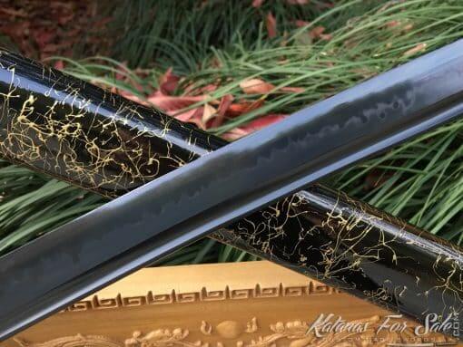 Black Blade Katana T10 Clay Tempered Steel with Hadori Polish Black Acid Dye & Choji Hamon - Image 6