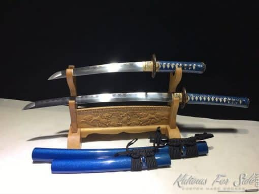 Wakizashi and Tanto Sword set T10 Folded Clay Tempered Steel