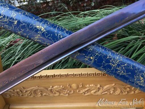 Katana Sword 1095 Folded Steel with Purple Acid Dye - Image 3
