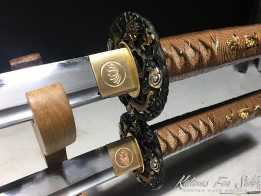 Katana & Wakizashi Sword Set T10 Folded Clay Tempered Steel with Hadori Polish and O'Kissaki - Image 2