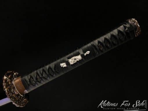 Hand Made Wakizashi Sword T10 Folded Clay Tempered Steel with Hadori Polish & Purple Acid Dye - Image 4