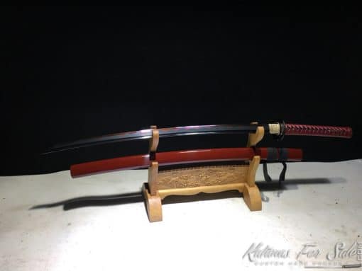 Ronin Katana T10 Clay Tempered Steel with Black and Red Acid Dye