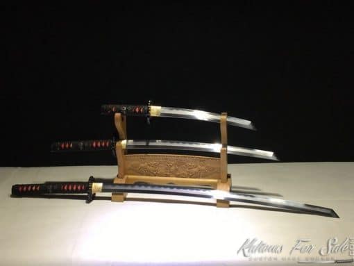 Sword Set T10 Folded Clay Tempered Steel with Hadori Polish and Kiriha Zukuri Kissaki - Image 3