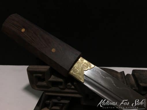 Shirasaya Tanto T10 Folded Clay Tempered Steel with Kiriha Zukuri Kissaki - Image 6