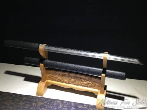 Shirasaya Wakizashi Sword T10 Folded Clay Tempered Steel with Hadori Polish and Kiriha Zukuri Kissaki - Image 4