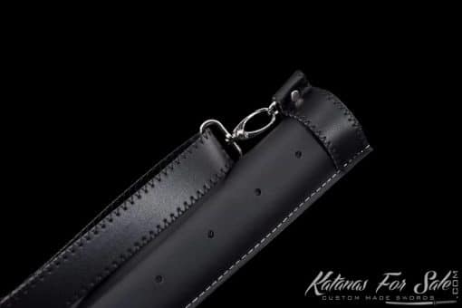 Katana 1060 Carbon Steel with Red Acid Dye and Synthetic Leather Saya with Shoulder Strap - Image 9