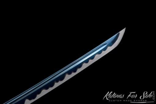 Katana 1060 Carbon Steel with Blue Acid Dye and Black Sparkle Dots Dragon Saya - Image 7