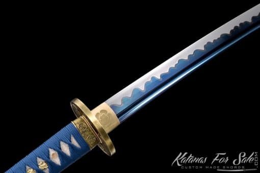 Katana 1060 Carbon Steel with Blue Acid Dye and Black Sparkle Dots Dragon Saya