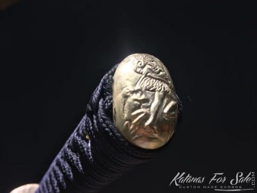 Katana T10 Folded Clay Tempered Steel with Rosewood Saya and Buffalo Horn Fittings - Image 10