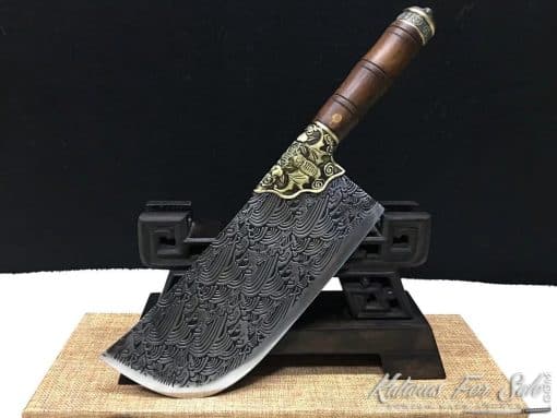 Butcher Knife Stainless Steel with Japanese Tsunami Pattern - Image 4