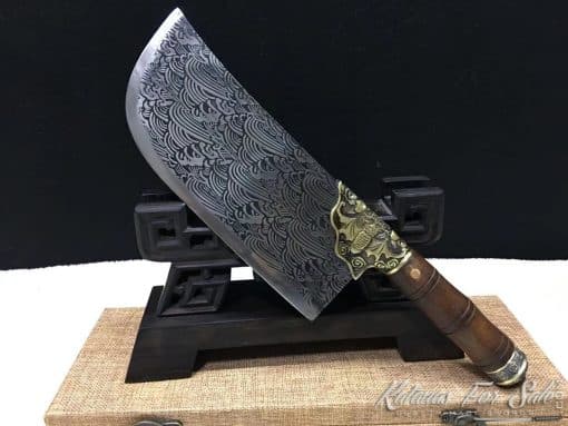Butcher Knife Stainless Steel with Japanese Tsunami Pattern - Image 3