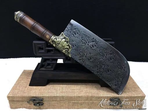 Butcher Knife Stainless Steel with Japanese Tsunami Pattern - Image 2