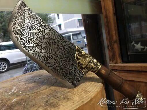Butcher Knife Stainless Steel with Japanese Tsunami Pattern - Image 8