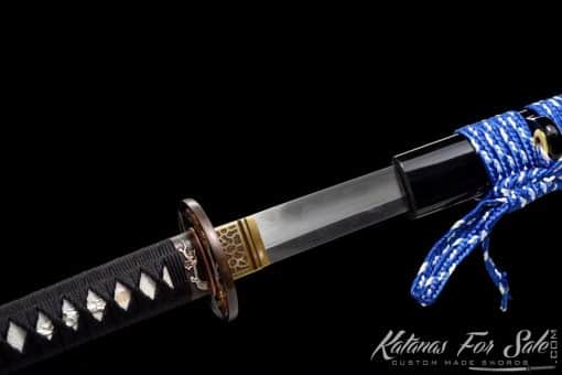 Katana Sword T10 Folded Clay Tempered Steel with Gloss Black Hardwood Saya