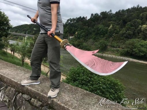 Guandao Blade 1095 Carbon Steel with Purple Pink Acid Dye - Image 2