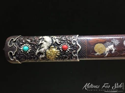 Jian Sword San Mai T10 Folded Clay Tempered Multiple-refined Steel with Copper Saya and Handcrafted Fittings - Image 5