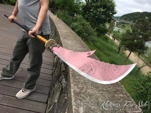 Guandao Blade 1095 Carbon Steel with Purple Pink Acid Dye - Image 3