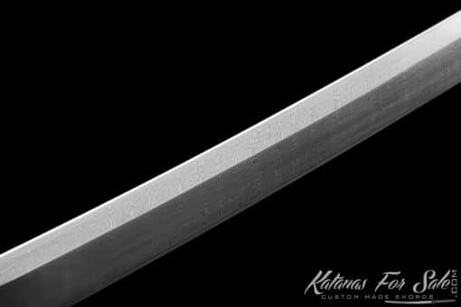 Katana Sword T10 Folded Steel with Twisted Grain Pattern and Gloss Black Hardwood Saya - Image 6