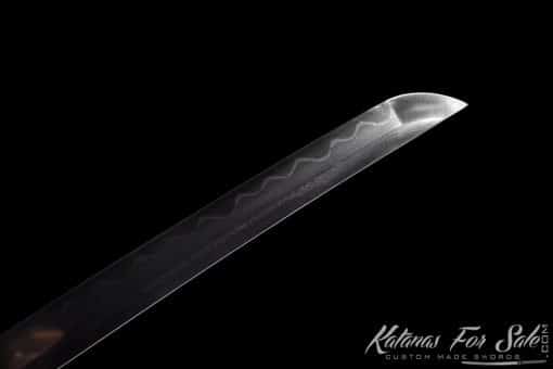 Katana Sword T10 Folded Clay Tempered Steel with Gloss Black Hardwood Saya - Image 9