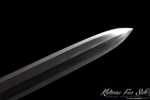 Jian Sword T10 Folded Steel with Feather Grain Pattern and Full Ray Skin Scabbard With Copper Fittings - Image 6