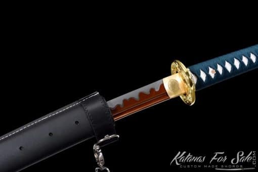 Katana 1060 Carbon Steel with Red Acid Dye and Synthetic Leather Saya with Shoulder Strap