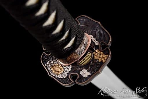 Katana T10 Folded Steel with Gloss Black  Scattered Mixed Paint Saya - Image 3