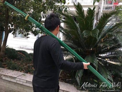Nodachi Sword 1060 Carbon Steel with Green Saya - Image 7
