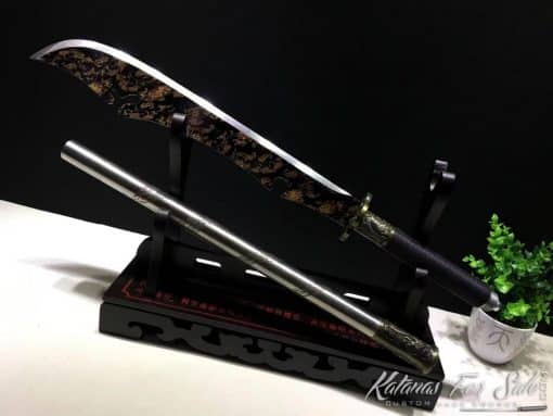 Guandao 1095 Carbon Steel with Antique Flower Acid Pattern - Image 4