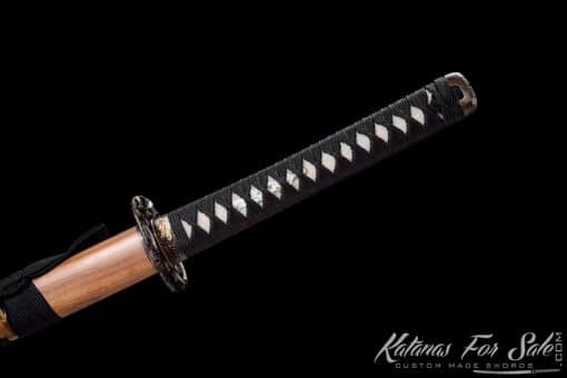 Katana Blade T10 Folded Clay Tempered Steel with Natural Bamboo Wood Saya - Image 10