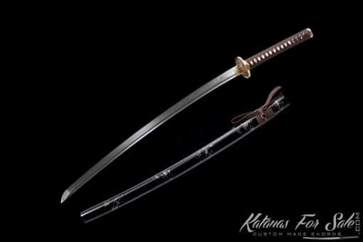 Katana T10 Folded Steel with Gloss Black Special White Paint Saya - Image 5