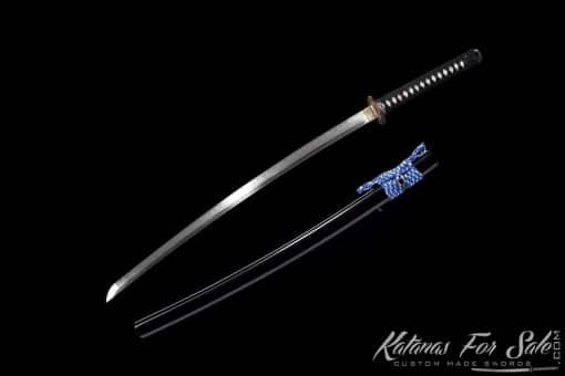 Katana Sword T10 Folded Clay Tempered Steel with Gloss Black Hardwood Saya - Image 3