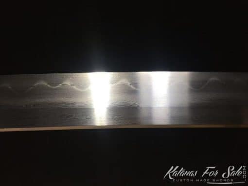 Katana T10 Folded Clay Tempered Steel with Rosewood Saya and Buffalo Horn Fittings - Image 8