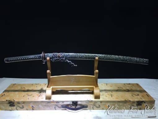 Katana Sword Multiple-refined T10 Clay Tempered Steel + Folded Steel with Full Seashell Pattern Saya and Authentic Buffalo Horn Fittings - Image 5