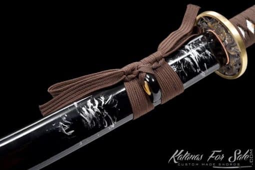 Katana T10 Folded Steel with Gloss Black Special White Paint Saya - Image 9