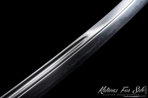 Nagamaki Sword T10 Clay Tempered Steel with Gloss Black Hardwood Saya - Image 4
