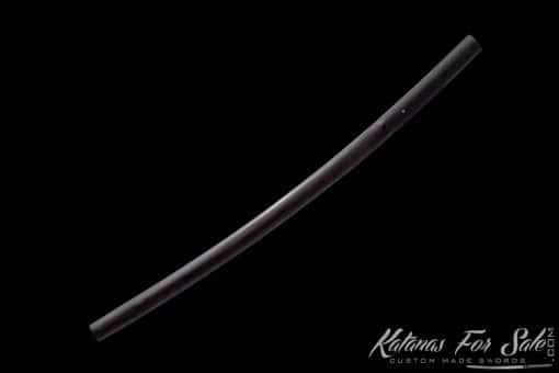 Shirasaya Katana T10 Folded Steel with Special Grain Pattern and Ebony Wood Saya With Buffalo Horns Fittings - Image 3