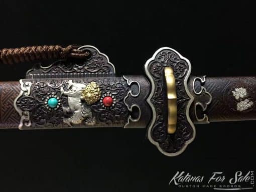 Jian Sword San Mai T10 Folded Clay Tempered Multiple-refined Steel with Copper Saya and Handcrafted Fittings - Image 9