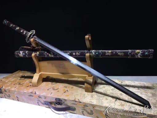 Jian Sword San Mai T10 Folded Clay Tempered Multiple-refined Steel with Copper Saya and Handcrafted Fittings - Image 2