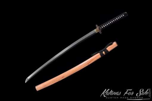 Katana Blade T10 Folded Clay Tempered Steel with Natural Bamboo Wood Saya - Image 3