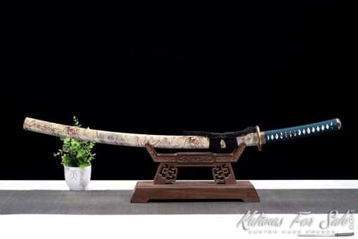 Katana T10 Folded Steel with Marble Pattern Saya - Image 3