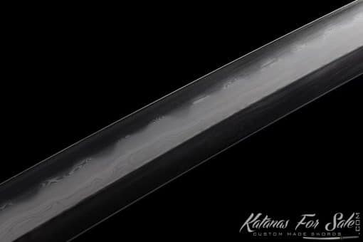 Katana T10 Folded Clay Tempered Steel with Hadori Polish and Full Red Ray Skin Saya With Buffalo Horn Fittings - Image 7