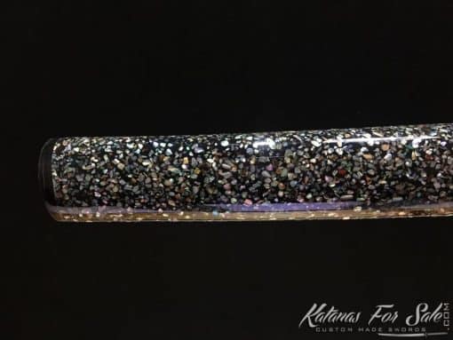 Katana Sword Multiple-refined T10 Clay Tempered Steel + Folded Steel with Full Seashell Pattern Saya and Authentic Buffalo Horn Fittings - Image 9