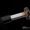 Katana Sword T10 Folded Steel with Twisted Grain Pattern and Gloss Black Hardwood Saya