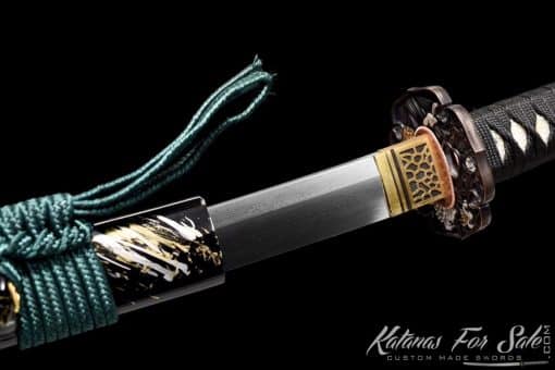 Katana T10 Folded Steel with Gloss Black  Scattered Mixed Paint Saya