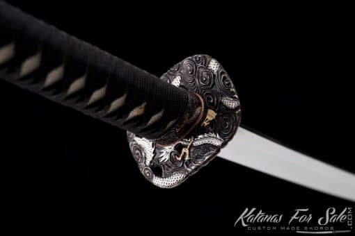 Katana Blade T10 Folded Clay Tempered Steel with Natural Bamboo Wood Saya - Image 7