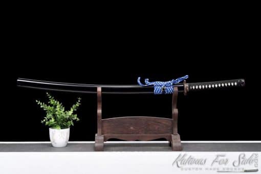 Katana Sword T10 Folded Clay Tempered Steel with Gloss Black Hardwood Saya - Image 6