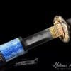 Katana T10 Folded Clay Tempered Steel with Hadori Polish and Full Blue Ray Skin Saya With Buffalo Horn Fittings
