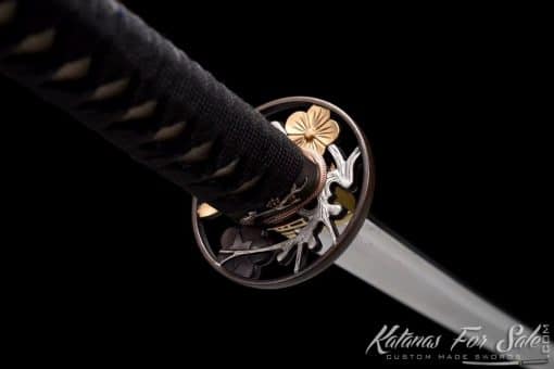 Katana Sword T10 Folded Clay Tempered Steel with Gloss Black Hardwood Saya - Image 4