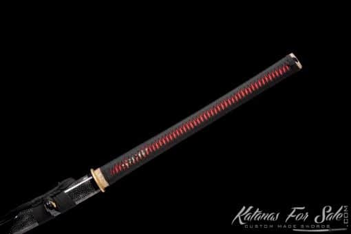 Nagamaki T10 Folded Clay Tempered Steel with Gloss Black Hardwood Saya - Image 6